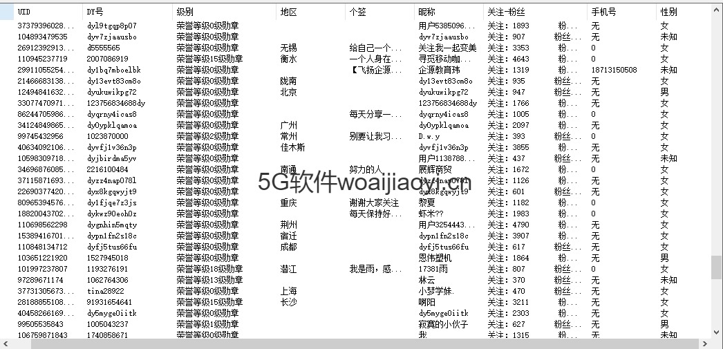 斗音uid和id数据查询筛选工具转个签手机号1